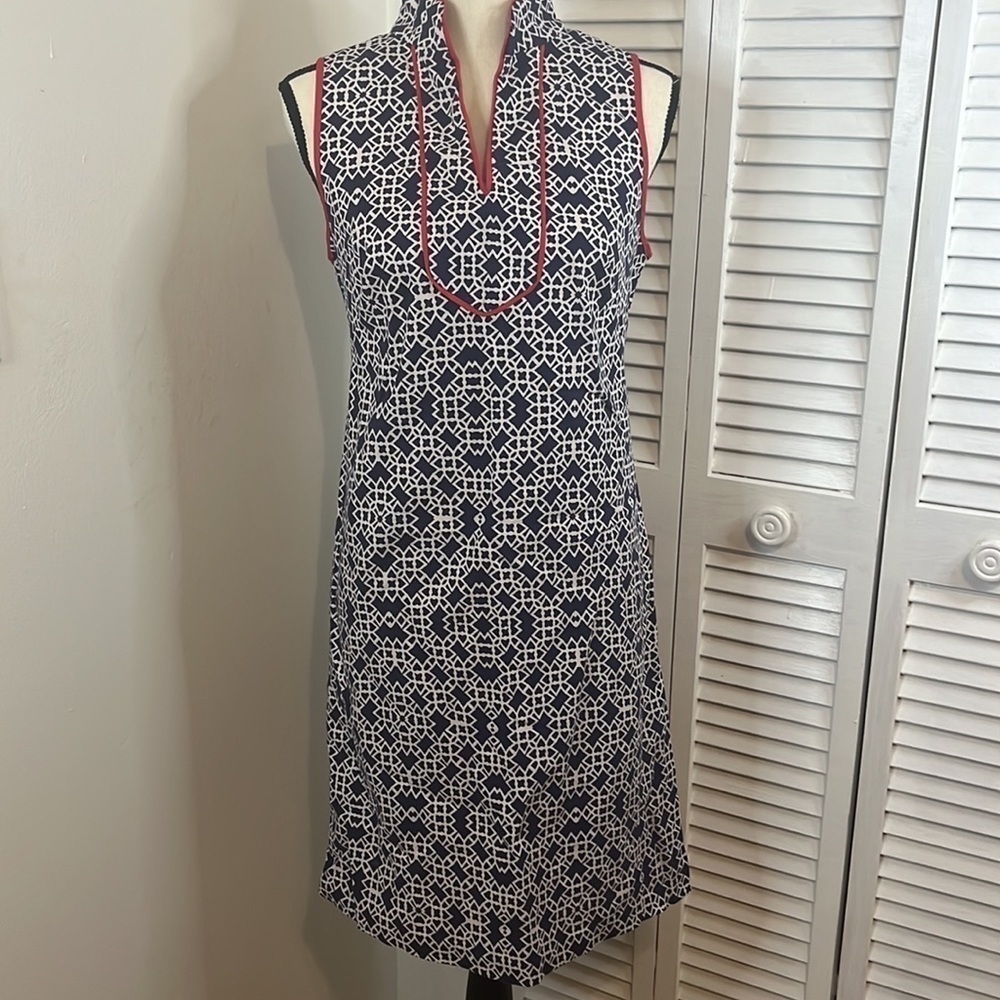 Eliza J Mock Neck Sleeveless Print Mini Dress.  Sz 6